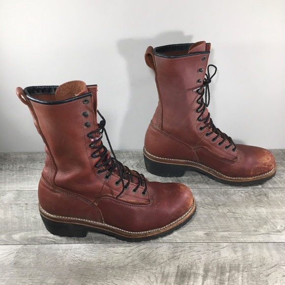 Red Wing Shoes 2221 LoggerMax Safety Toe Linesman Leather Work Mens Boots Size 9 - Picture 3 of 11